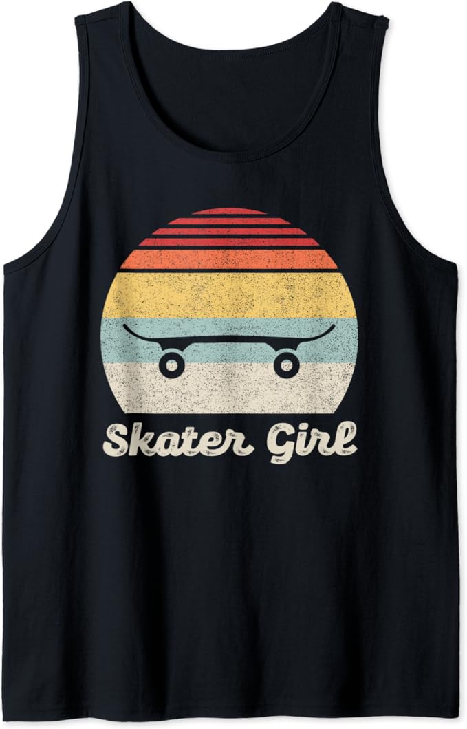 Vintage Retro Skater Girl Skateboard Skateboarding Tank Top Clothing